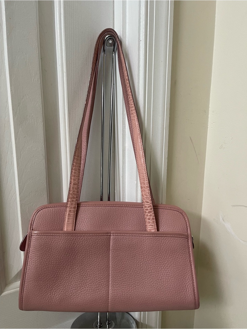 Brighton Pink Croc-Embossed Satchel with Heart Charms - Picture 4 of 11